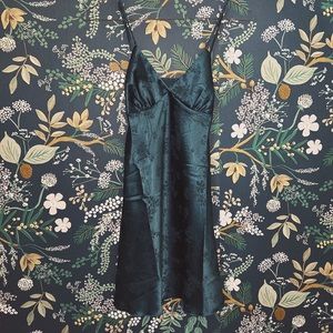 Blue silk slip dress